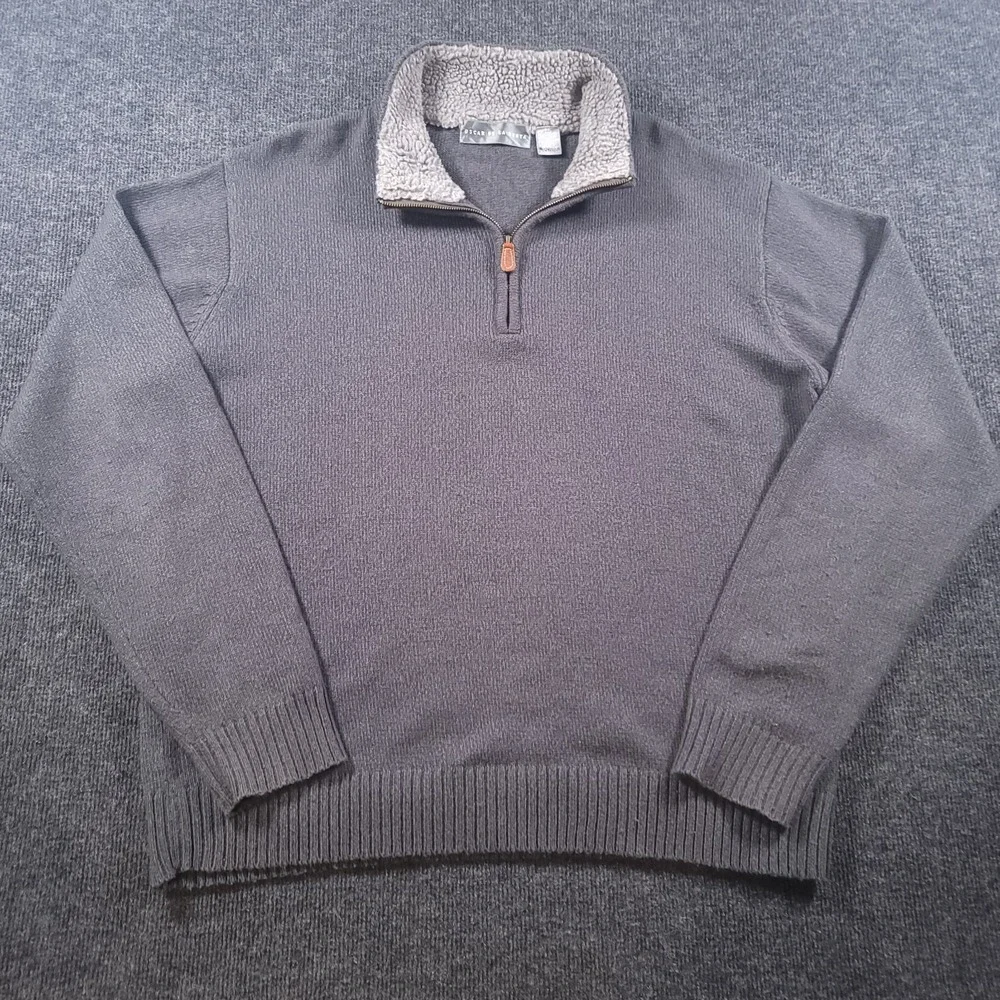 Oscar de la Renta Quarter Zip Sherpa Collar Waffle‎ Sweater XL